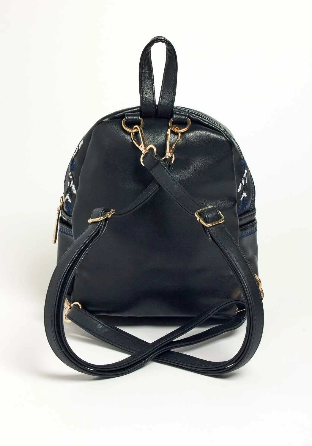 Rose Faux Leather Embroidered Mini Backpack 3 Rose Faux Leather Embroidered Mini Backpack - Image 3