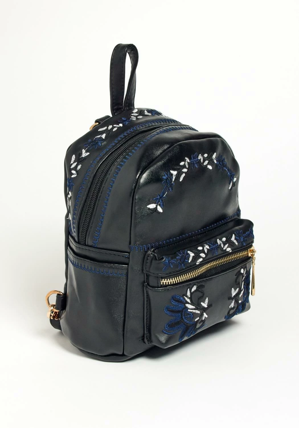 Rose Faux Leather Embroidered Mini Backpack 2 Rose Faux Leather Embroidered Mini Backpack - Image 2