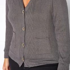 Plus Size Cable Knit Button Front Cardigan -Radiant Drape Sales 2019030 108 4