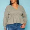Plus Size Long Sleeve Peplum Top