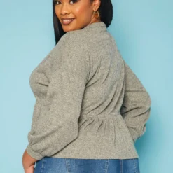 Plus Size Long Sleeve Peplum Top -Radiant Drape Sales 2019031 107 3