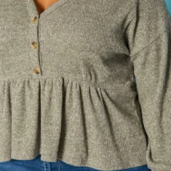 Plus Size Long Sleeve Peplum Top -Radiant Drape Sales 2019031 107 4