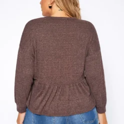 Plus Size Long Sleeve Peplum Top -Radiant Drape Sales 2019031 181 2