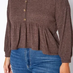 Plus Size Long Sleeve Peplum Top -Radiant Drape Sales 2019031 181 3