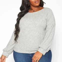 Plus Size Open Back Knit Sweater