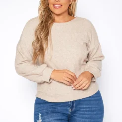Plus Size Open Back Knit Sweater