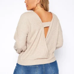 Plus Size Open Back Knit Sweater -Radiant Drape Sales 2019032 118 3