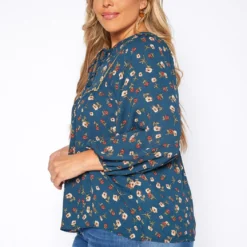 Plus Size Vintage Floral Print Blouse -Radiant Drape Sales 2019035 158 2