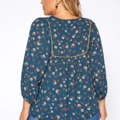 Plus Size Vintage Floral Print Blouse -Radiant Drape Sales 2019035 158 3
