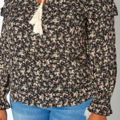 Plus Size Floral Print Long Sleeve Top -Radiant Drape Sales 2019037 001 4