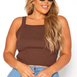 Plus Size Ribbed Knit Cami Top