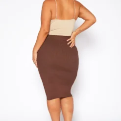 Plus Size High Waist Ribbed Midi Skirt 8 Plus Size High Waist Ribbed Midi Skirt -Radiant Drape Sales 2019063 181 3