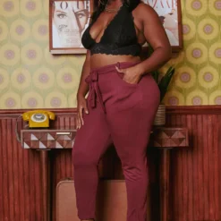 Plus Size High Waist Belted Pants -Radiant Drape Sales 2019067 283 2