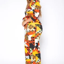 Plus Size Geometric Abstract Print Two Piece Set -Radiant Drape Sales 2019071 159 2