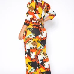 Plus Size Geometric Abstract Print Two Piece Set -Radiant Drape Sales 2019071 159 3