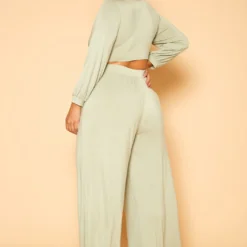 Plus Size Tie Front Crop Top & Pants Set -Radiant Drape Sales 2019092 151 3