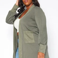 Plus Size Casual Open Front Long Cardigan -Radiant Drape Sales 2019121 125 2