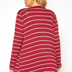 Plus Size Striped Open Front Cardigan -Radiant Drape Sales 2019123 111 3