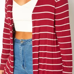 Plus Size Striped Open Front Cardigan -Radiant Drape Sales 2019123 111 4