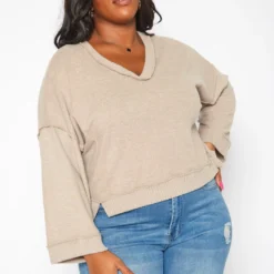 Plus Size Relaxed Fit V Neck Sweater