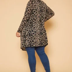 Plus Size Leopard Print Drape Front Cardigan 8 Plus Size Leopard Print Drape Front Cardigan -Radiant Drape Sales 2019128 118 3