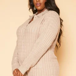 Plus Size Cable Knit Long Sleeve Romper -Radiant Drape Sales 2019154 190 1