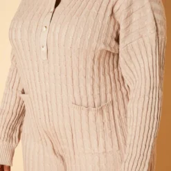 Plus Size Cable Knit Long Sleeve Romper -Radiant Drape Sales 2019154 190 4