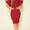 Plus Size Angel Sleeve Midi Dress