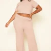 Plus Size Cozy Knit Crop Top & Pants Set