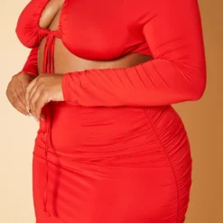 Plus Size Long Sleeve Crop Top & Mini Skirt Set -Radiant Drape Sales 2019173 110 4