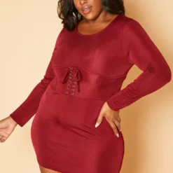 Plus Size Corset Effect Bodycon Mini Dress