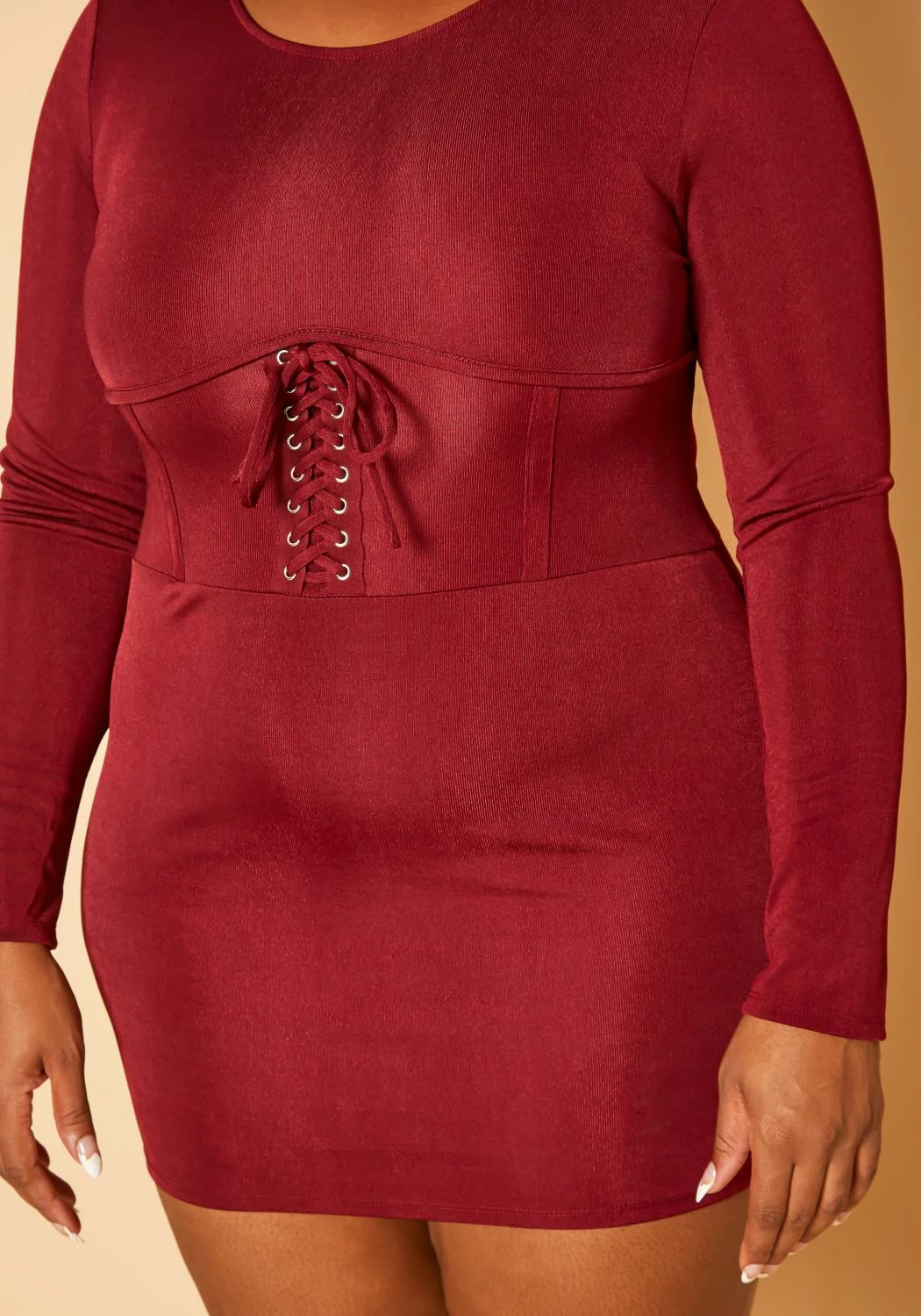 Plus Size Corset Effect Bodycon Mini Dress 5 Plus Size Corset Effect Bodycon Mini Dress - Image 5