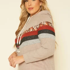 Plus Size Multi Striped Hooded Sweater -Radiant Drape Sales 2019182 138 2