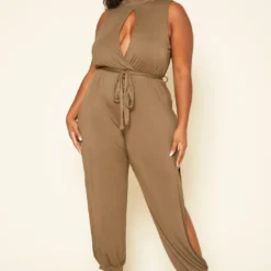 Plus Size Slit Hem Sleeveless Jumpsuit -Radiant Drape Sales 2019192 125 0