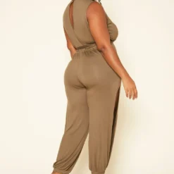 Plus Size Slit Hem Sleeveless Jumpsuit -Radiant Drape Sales 2019192 125 3