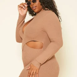 Plus Size Ribbed Knit Cut Out Romper 7 Plus Size Ribbed Knit Cut Out Romper -Radiant Drape Sales 2019193 190 2
