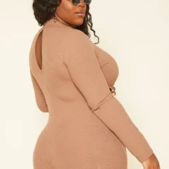 Plus Size Ribbed Knit Cut Out Romper 8 Plus Size Ribbed Knit Cut Out Romper -Radiant Drape Sales 2019193 190 3
