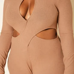 Plus Size Ribbed Knit Cut Out Romper 9 Plus Size Ribbed Knit Cut Out Romper -Radiant Drape Sales 2019193 190 4