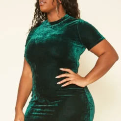 Plus Size Green Velvet Mini Dress -Radiant Drape Sales 2019196 103 2