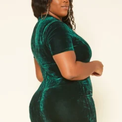 Plus Size Green Velvet Mini Dress -Radiant Drape Sales 2019196 103 3