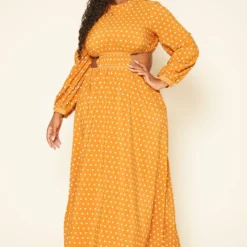 Plus Size Polka Dot Flare Maxi Dress
