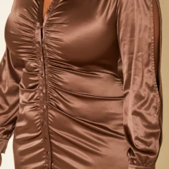 Plus Size Long Sleeve Collar Satin Mini Dress -Radiant Drape Sales 2019200 190 4