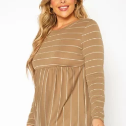 Plus Size Striped Print Flare Top -Radiant Drape Sales 2019204 125 2