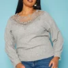 Plus Size Lace Detail Knit Sweater