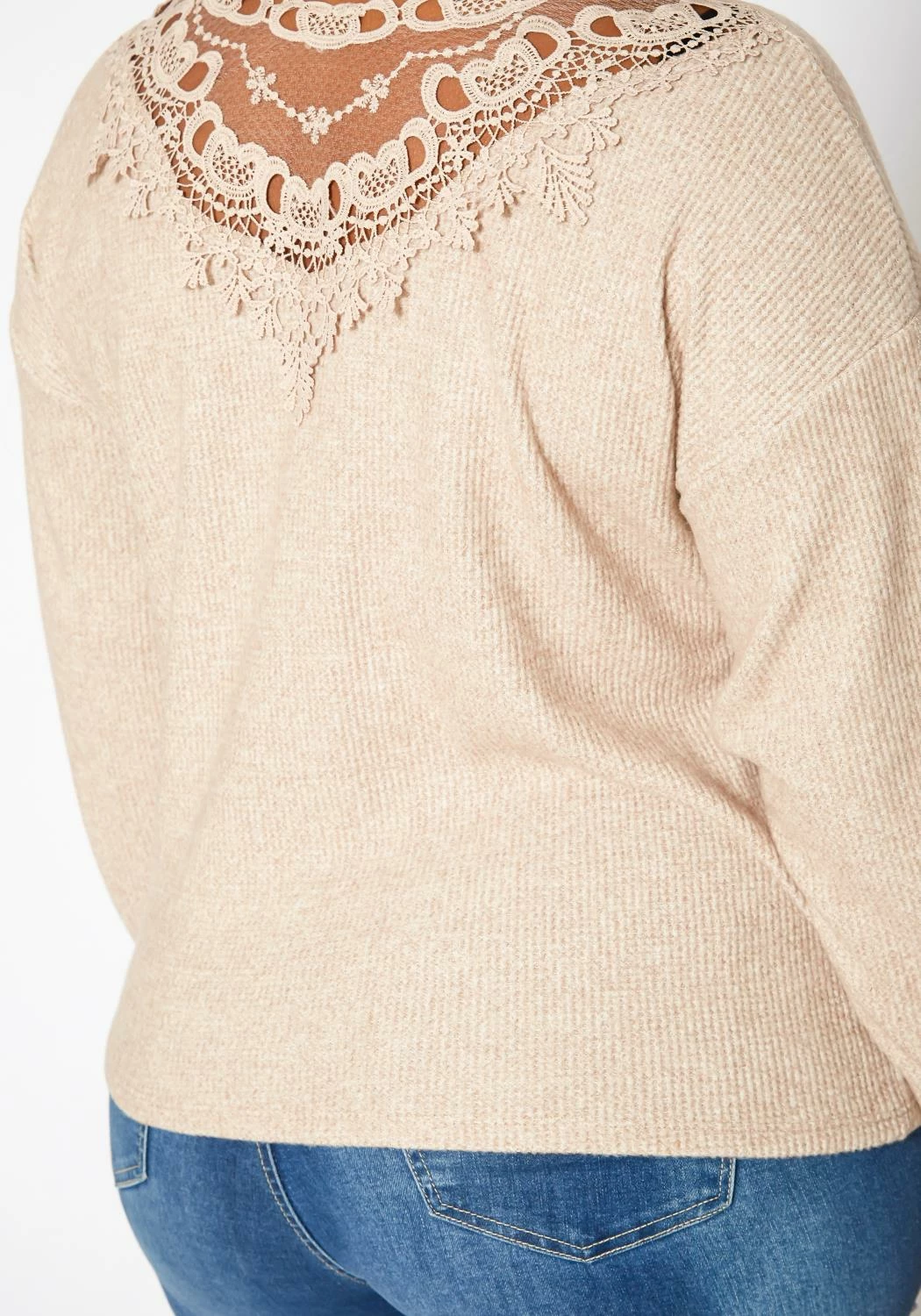 Plus Size Lace Detail Knit Sweater 5 Plus Size Lace Detail Knit Sweater - Image 5