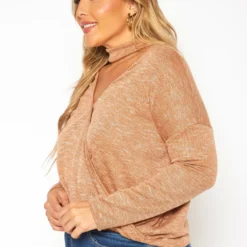 Plus Size Choker V Neck Sweater -Radiant Drape Sales 2019208 120 2