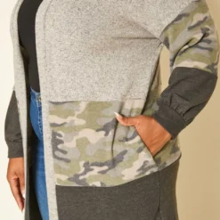 Plus Size Camo Print Open Front Cardigan -Radiant Drape Sales 2019210 128 4