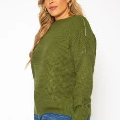 Plus Size Waffle Knit Zipper Hem Sweater 7 Plus Size Waffle Knit Zipper Hem Sweater -Radiant Drape Sales 2019212 125 2