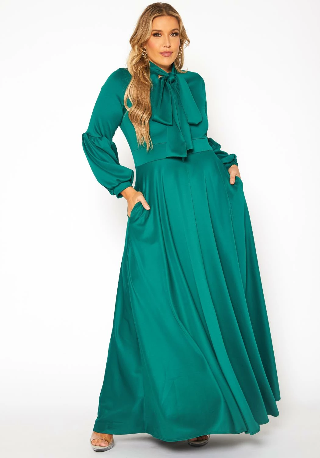 Plus Size Bow Front Fit & Flare Maxi Dress 2 Plus Size Bow Front Fit & Flare Maxi Dress - Image 2