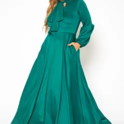Plus Size Bow Front Fit & Flare Maxi Dress